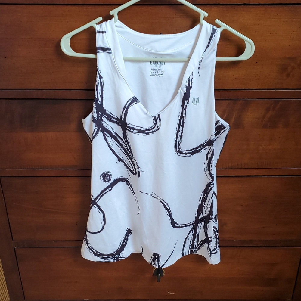 EleVen by Venus Williams Black and White Swirl Tank Top SIze Small